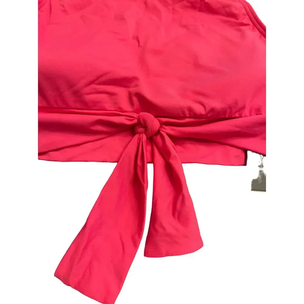 Vince Camuto Cropped Tie-Front Swim Bikini Top Swimsuit Beach Dragon Fruit Small